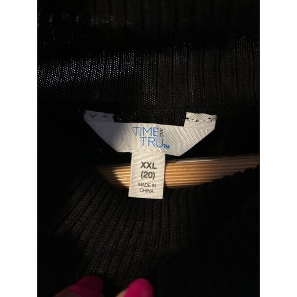 Time and Tru NWT Black Ribbed Long Sleeve Turtleneck Top SZ XXL - Picture 5 of 8